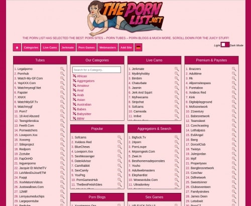 مراجعة لقطة الشاشة Thepornlist.net