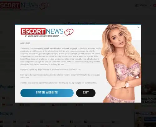 لقطة شاشة لمراجعة Escortnews.com