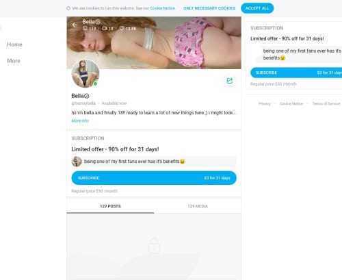 مراجعة لقطة الشاشة Onlyfans.com
