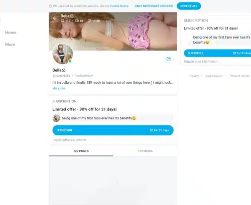 لقطة شاشة مراجعة لـ Teensybella OnlyFans