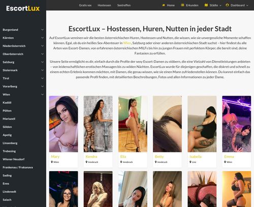 Screenshot from Escortlux.at for review purposes Review screenshot Escortlux.at