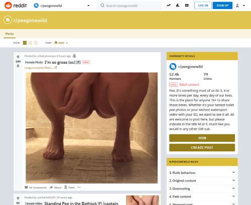 Review screenshot reddit.com/r/peegonewild/