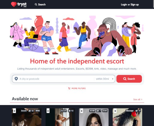 Screenshot from tryst.link for review purposes Review screenshot tryst.link