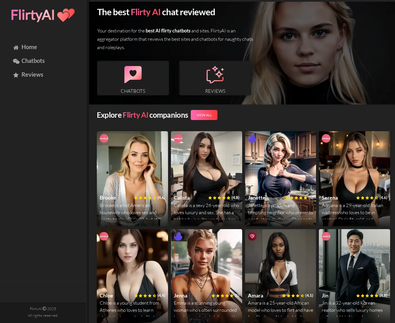 Review screenshot Flirtyai.net